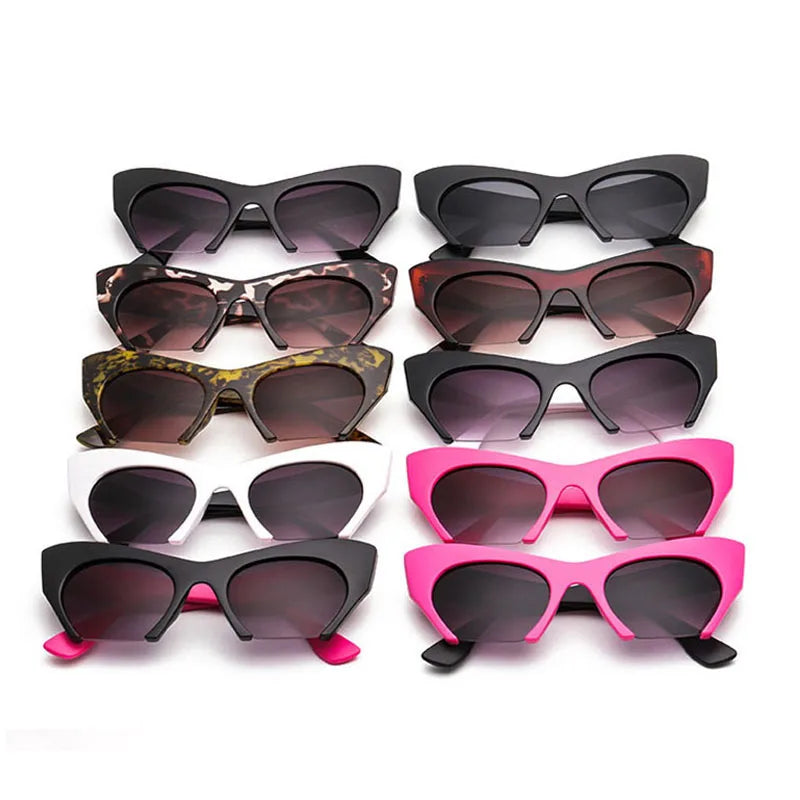 SHAUNA Classic Women Cat Eye Sunglasses Retro Half Frame Doulbe Colors Frame Gradient Shades UV400