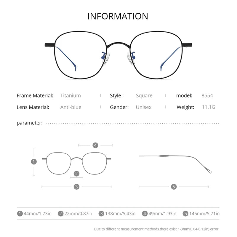 FONEX Titanium Anti Blue Light Blocking Computer Glasses Women Small Faces Retro Round Filter Eye Strain Eyeglasses Men 8554AB