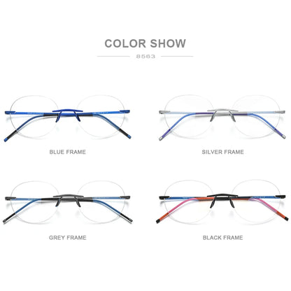 FONEX Titanium Eyeglasses Women 2020 New Rimless Round Glasses Men Frameless Frame Eyewear 8563