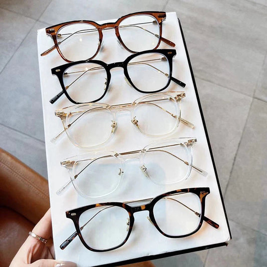 SHAUNA Retro TR90 Metal Square Women Glasses Frame Rivets Decoration Anti Blue Light Men Optical Frame Computer Glasses