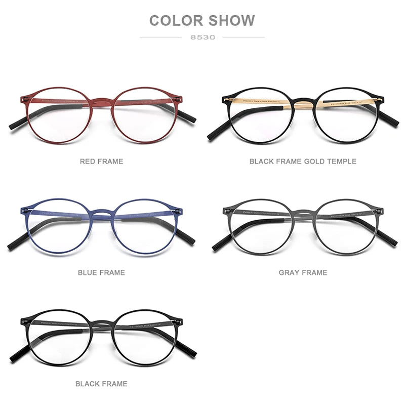 FONEX Pure Titanium Glasses Frame Women Retro Round Eyeglasses 2020 New Men Antiskid Screwless Eyewear 8530