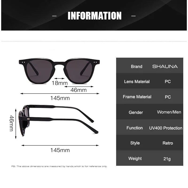 SHAUNA Ins Popular Retro Rivet Sunglasses Women Trending Summer Styles Men Sun Glasses UV400