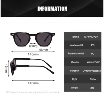 SHAUNA Ins Popular Retro Rivet Sunglasses Women Trending Summer Styles Men Sun Glasses UV400