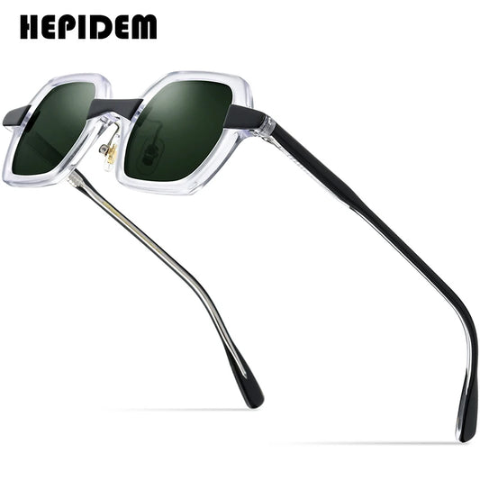 HEPIDEM Acetate Polarized Sun Glasses Men 2022 New Retro Vintage Square Sunglasses for Women Shades 9152T