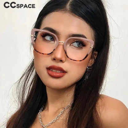 48262 Cat Eye Plastic Titanium Anti Blue Glasses Frames Ultralight Women Optical Fashion Computer Glasses