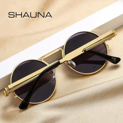 SHAUNA Retro Spring Punk Sunglasses Fashion Round Shades UV400