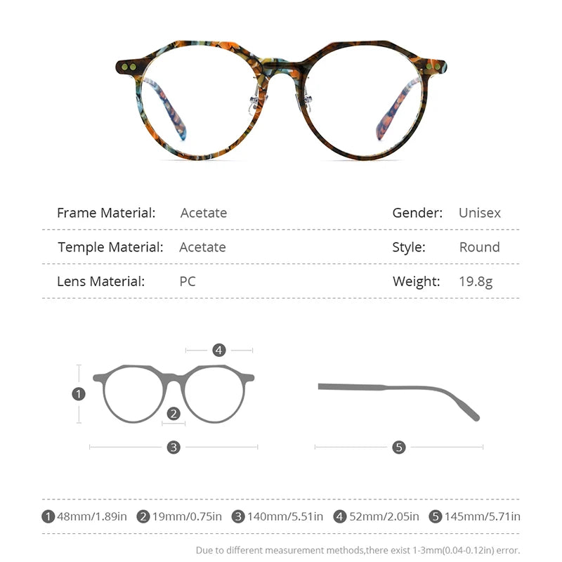 HEPIDEM Acetate Glasses Men 2022 New Vintage Retro Round Eyeglasses Frame Women Spectacles Eyewear 9185