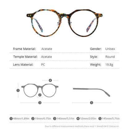 HEPIDEM Acetate Glasses Men 2022 New Vintage Retro Round Eyeglasses Frame Women Spectacles Eyewear 9185