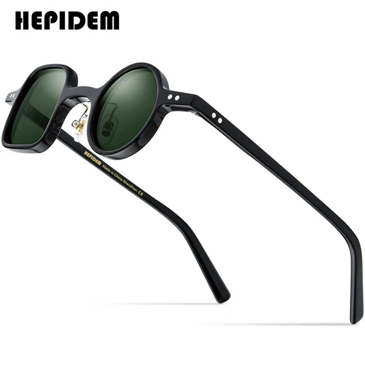 HEPIDEM Acetate Polarized Sun Glasses Men 2022 New Retro Vintage Left Square Right Round Sunglasses for Women Shades 9155T