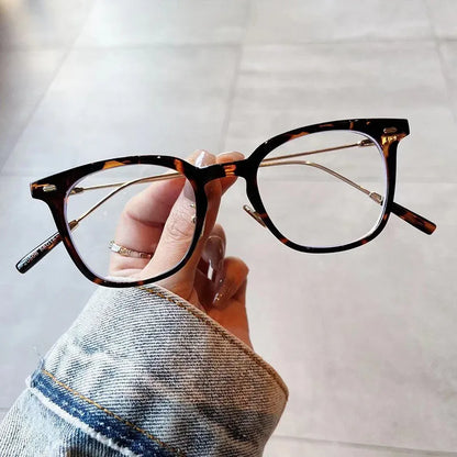 SHAUNA Retro TR90 Metal Square Women Glasses Frame Rivets Decoration Anti Blue Light Men Optical Frame Computer Glasses