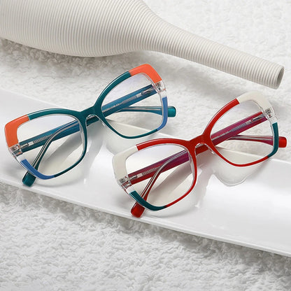 SHAUNA Retro TR90 Cat Eye Women Glasses Frame Clear Anti-blue Light Men Optical Spring Hinge Colorful Eyeglasses Frames