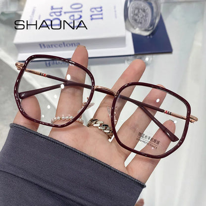 SHAUNA Fashion Dark Green Glasses Frame Clear Anti Blue Light Square Optical Frame Computer Glasses