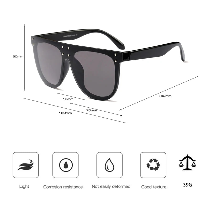 SHAUNA Oversize Retro Rivets Pilot Sunglasses Women Brand Designer Fashion One Piece Mirror Reflective Shades UV400