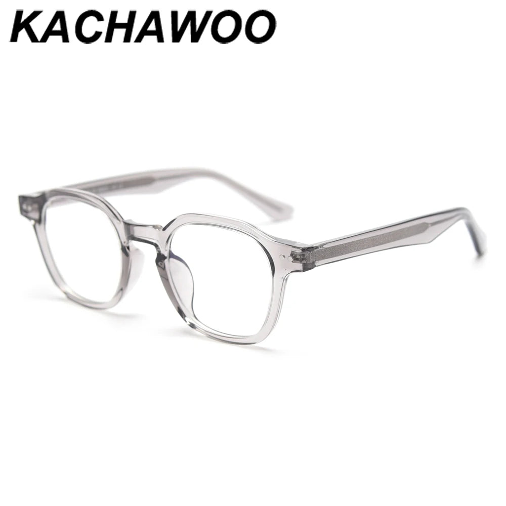 Kachawoo acetate square glasses frame men transparent grey optical eyeglasses for women clear lens TR90 high quality Korean