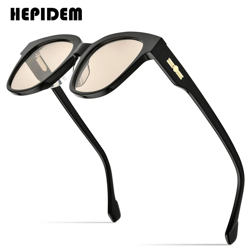 HEPIDEM Acetate Sun Glasses Women 2021 Fashion Transparent Oversize Korean Square Sunglasses for Men Mirrored Nylon Lens gm Dory