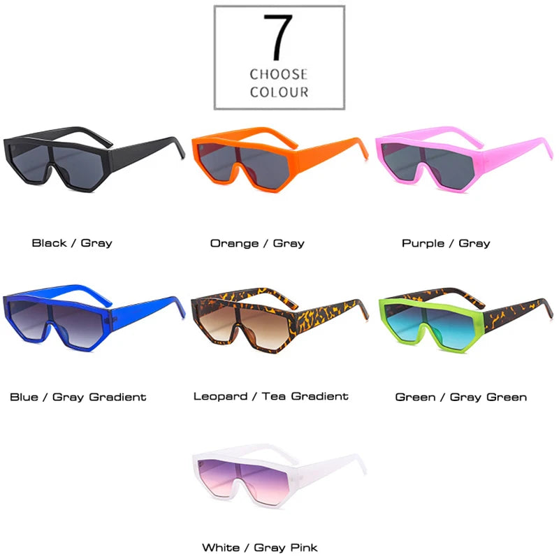 SHAUNA Fashion Colorful One Piece Cat Eye Women Sunglasses Retro Gradient Shades UV400 Eyewear Men Jelly Color Sun Glasses