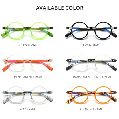 HEPIDEM Acetate Glasses Men Vintage Retro Round Transparent Eyeglasses Frame Women Optical Spectacles  Eyewear 9173