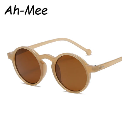 Small Round Sunglasses Women Vintage Brand Designer Brown Sun Glasses Round Frame Rivet Shades Female Ladies UV400