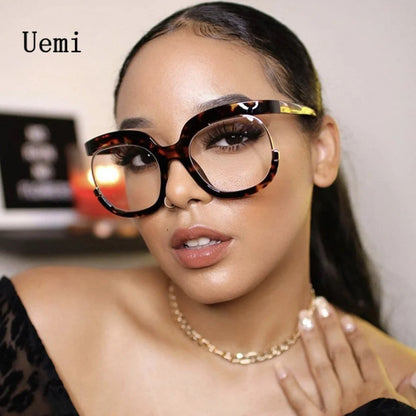 2022 Fashion Retro Round Anti Blue Light Women Glasses Vintage Oversized Frame Clear Computer Eyeglasses Ins TrendLadies Reading