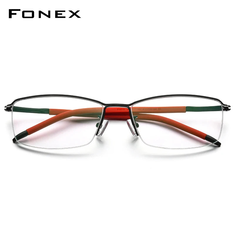 FONEX Reintitanium Brille Herren Halbrand Optische Brillengestelle 2021 Neue Halbrandlose Brillen F1015