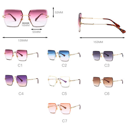 SHAUNA Classic Women Rimless Square Sunglasses Fashion Gradient Shades UV400