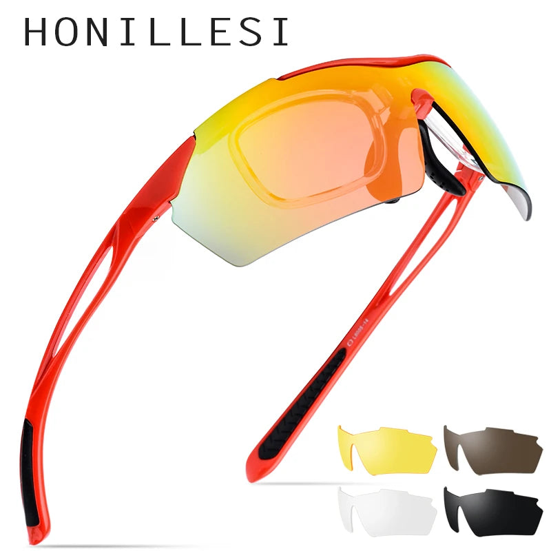 HONILLESI TR90 Polarized Sunglasses Men Sports Sun Glasses Women Outdoor Fishing Driving Protection Goggles 5 Lens 8005