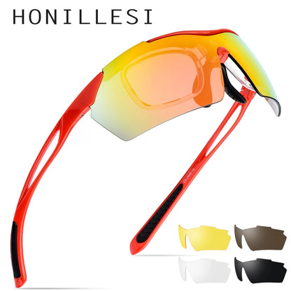 HONILLESI TR90 Polarized Sunglasses Men Sports Sun Glasses Women Outdoor Fishing Driving Protection Goggles 5 Lens 8005