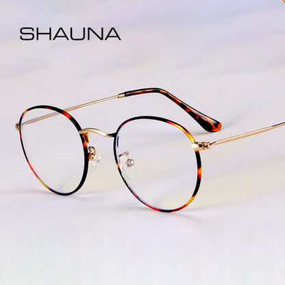 SHAUNA Classic Anti-Blue Light Glasses Frame Brand Designer Fashion Round Metal Optical Frames Computer Glasses