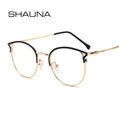 SHAUNA Fashion Anti-Blue Light Metal Cat Eye Glasses Frame Fashion Cat Ear Optical Frames Women