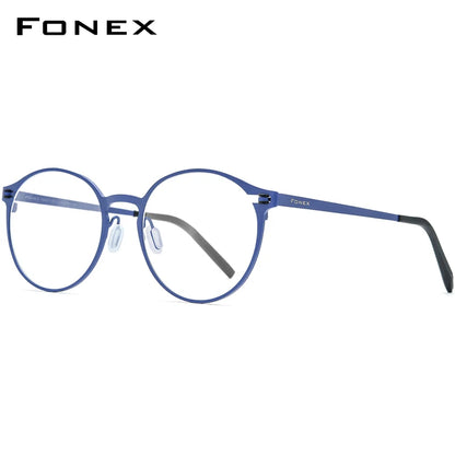 FONEX Pure Titanium Glasses Frame Women Retro Round Eyeglasses 2020 New Men Antiskid Screwless Eyewear 8530