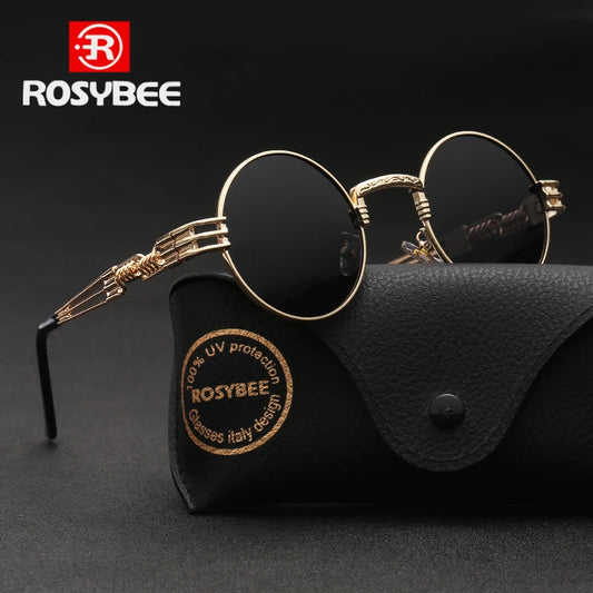 Polarisierte runde Metall Sonnenbrille für Männer und Frauen Steampunk weibliche Mode Sonnenbrille Markendesigner Retro Vintage UV400 männlich oculos