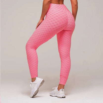 Sexy Workout Pants Fitness Sports Leggings Jacquard Leggings Female Running Trousers High Waist Tight Sports Pants Spodnium