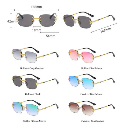 SHAUNA Ins Beliebte kleine rechteckige Sonnenbrille Retro randlos verspiegelte Sonnenbrille UV400