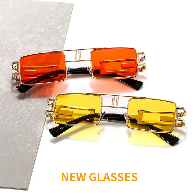 SHAUNA Retro Punk Rectangle Sunglasses Women Fashion Hollow Out Metal Frames Steampunk Shades Men UV400