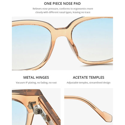 HEPIDEM Acetate Sun Glasses Women 2021 Fashion Transparent Oversize Korean Square Sunglasses for Men Mirrored Nylon Lens Kamil