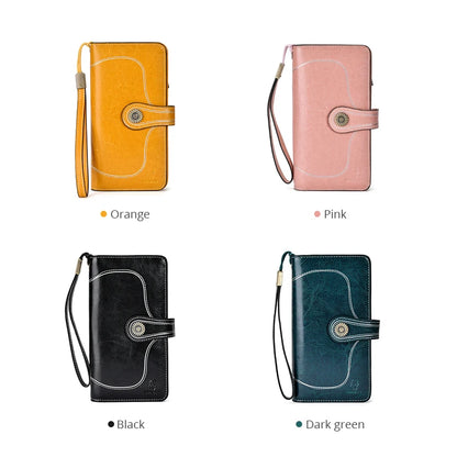 Portefeuille long en cuir véritable de haute qualité HEPIDEM RFID 2020 Nouveau porte-monnaie de poche avant pour femme 3535