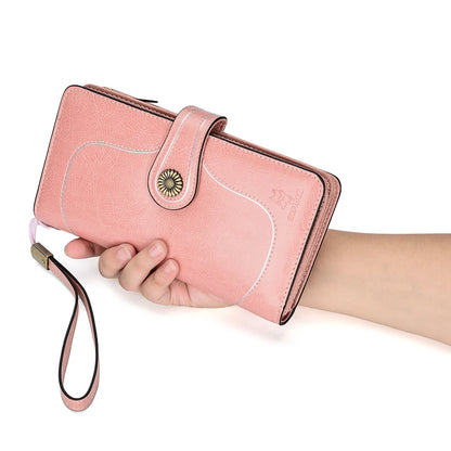 Portefeuille long en cuir véritable de haute qualité HEPIDEM RFID 2020 Nouveau porte-monnaie de poche avant pour femme 3535