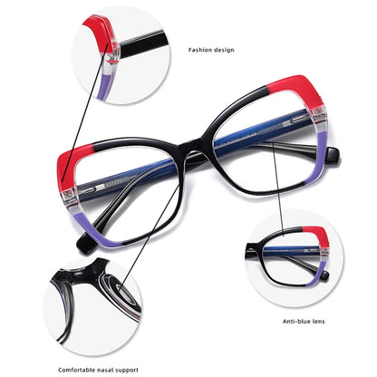 SHAUNA Retro TR90 Cat Eye Women Glasses Frame Clear Anti-blue Light Men Optical Spring Hinge Colorful Eyeglasses Frames