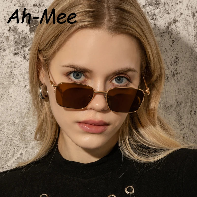 Mode Metall Quadrat Sonnenbrille Frauen Luxus Marke Schwarz Trendy Rechteck Sonnenbrille Für Weibliche Kleine Rahmen Brillen UV400