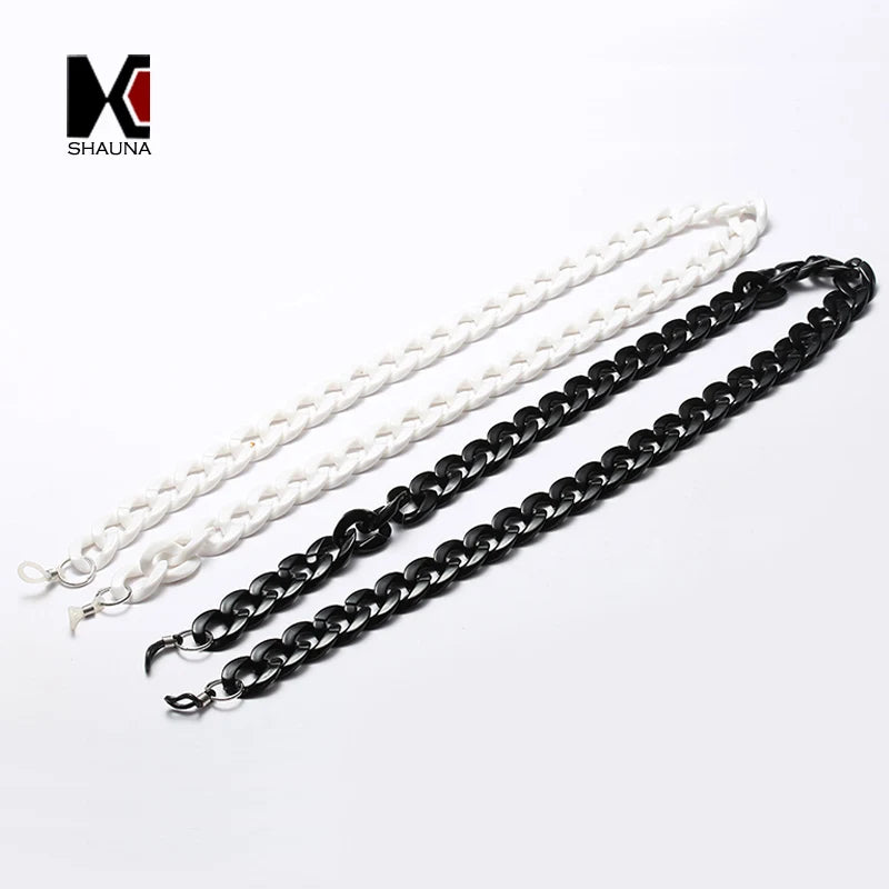 SHAUNA Retro 70cm Glasses Chain Fashion Black White Lanyards 37g