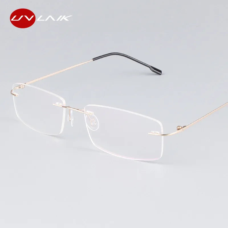 Montures de lunettes sans monture en titane pur pour hommes UVLAIK Classic Monture optique pour myopie Monture de lunettes sans monture en titane ultra-légère