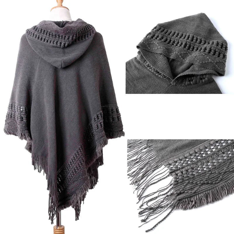 Nouveau manteau cape à franges pour femmes, poncho à franges, manteau à rayures obliques, châle bohème, écharpe