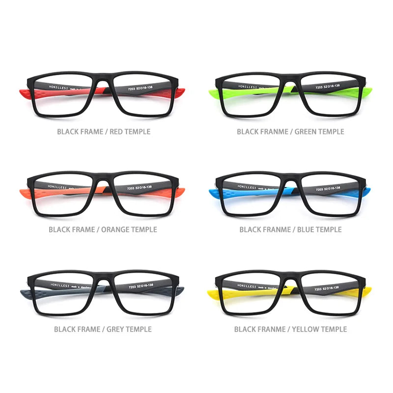 HONILLESI TR90 Sportbrillengestell Herren Basketball Große quadratische Brillen Brille Outdoor Brillen 7203