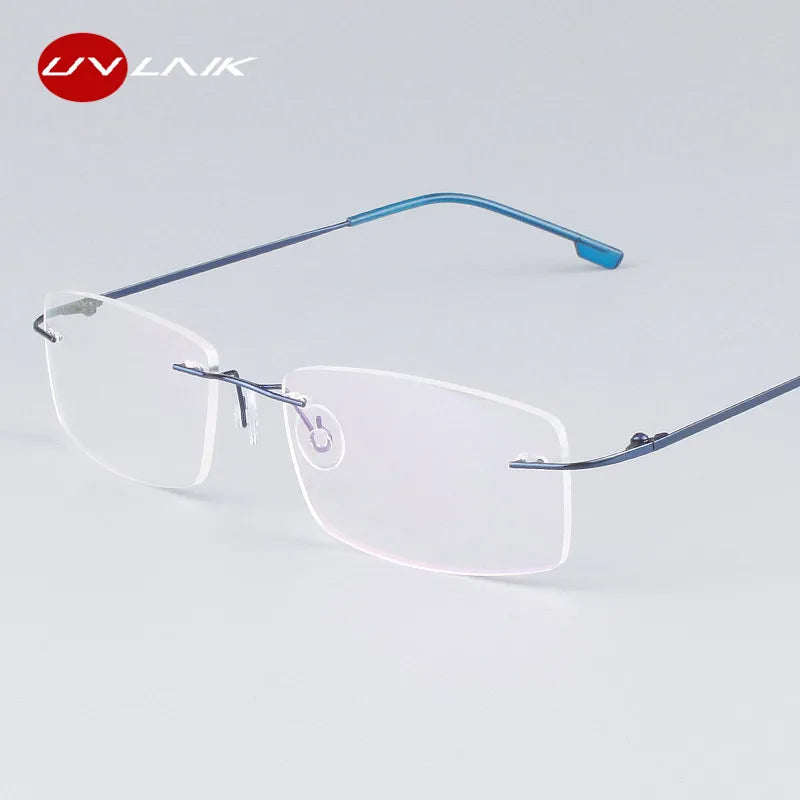 Montures de lunettes sans monture en titane pur pour hommes UVLAIK Classic Monture optique pour myopie Monture de lunettes sans monture en titane ultra-légère