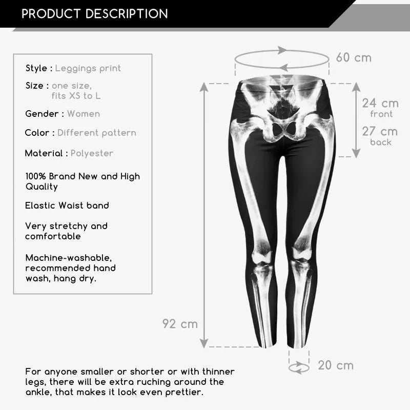 FCCEXIO Nouvelle Marque 3D Imprimé Rétro Os Noir Squelette Sexy Femmes Casual Punk Rock Leggins Taille Haute Pantalon Fitness Leggings