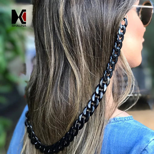 SHAUNA Retro 70cm Glasses Chain Fashion Black White Lanyards 37g