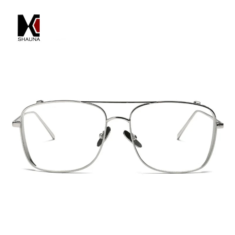 SHAUNA Retro 3 Colors Women Punk Plain Glasses Frame Brand Designer Fashion Men Square Metal Frame Clear Lens Eyeglasses