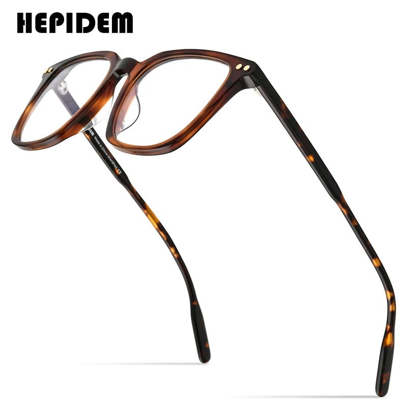 HEPIDEM Acetate Glasses Men Oversize Transparent Square Eyeglasses Frame Women Spectacles  Eyewear 9167