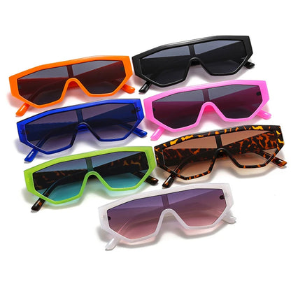 SHAUNA Fashion Colorful One Piece Cat Eye Women Sunglasses Retro Gradient Shades UV400 Eyewear Men Jelly Color Sun Glasses