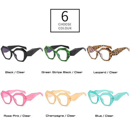 SHAUNA Retro Polygon Candy Color Cat Eye Women Glasses Frame Fashion Spring Hinge Anti Blue Light Eyewear Men Optical Fram